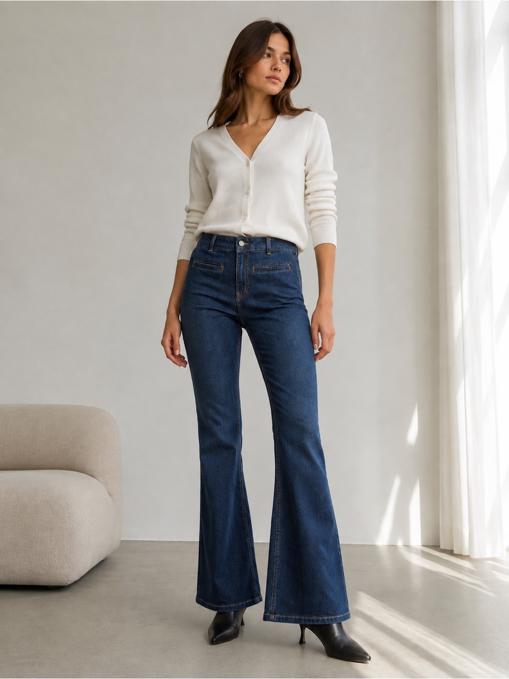 Contemporaine by Simons Bootcut Jeans Organic Cotton Stretch Size 28